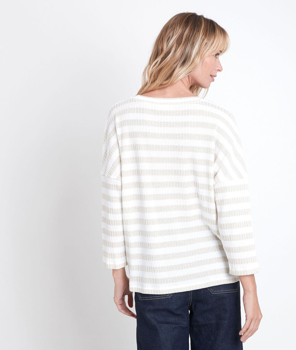 Domino lurex striped top ecru.
