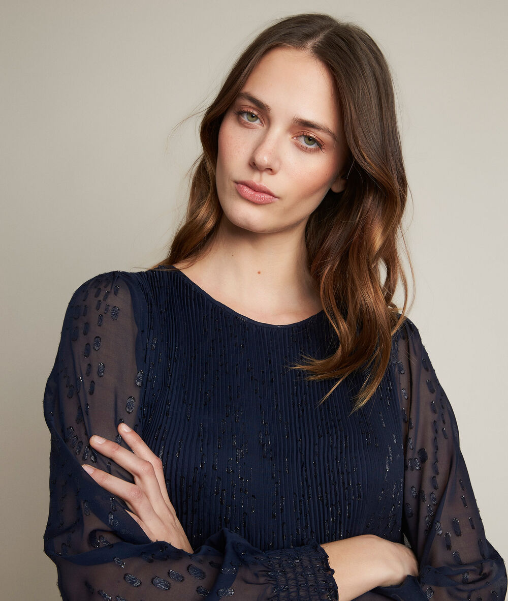 Coralia pleated lurex dress violet.