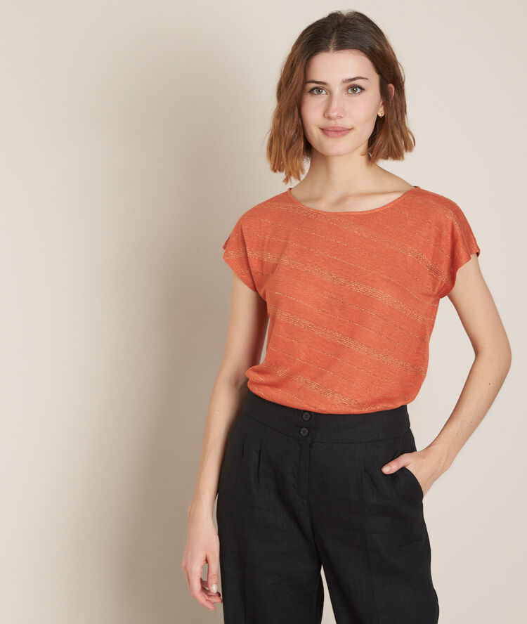 Rebus striped linen t-shirt tile.