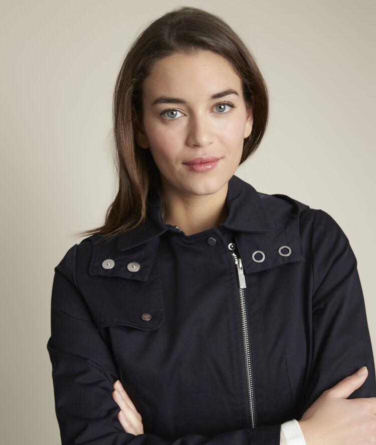 Flora water repellent trench coat navy blue.