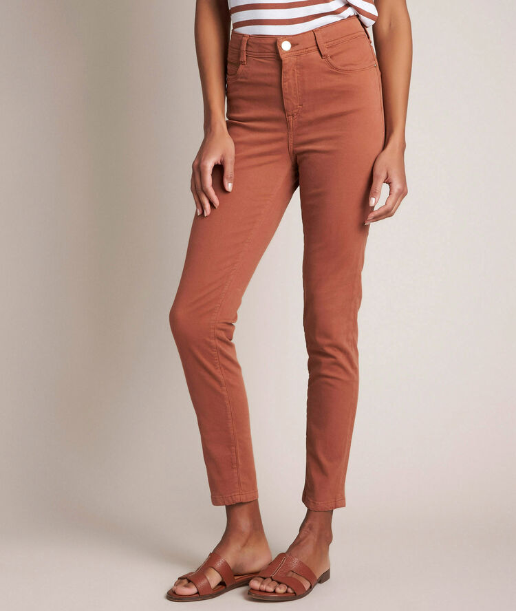 The iconic sultan caramel slim-fit cotton satin trousers  cinnamon.