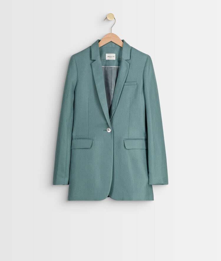 Tamara long linen and cotton jacket ardoise.