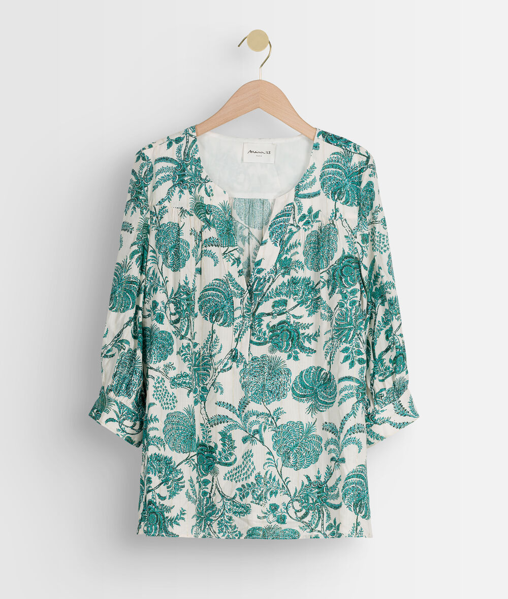 Loana green floral print blouse  PhotoZ | 1-2-3