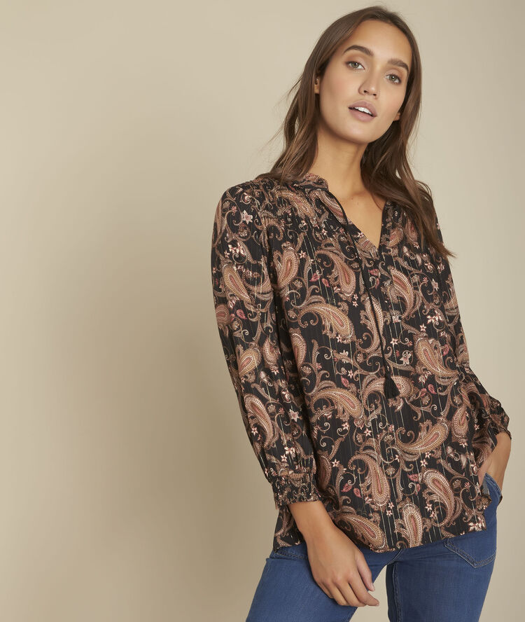 Malita printed lurex blouse black.
