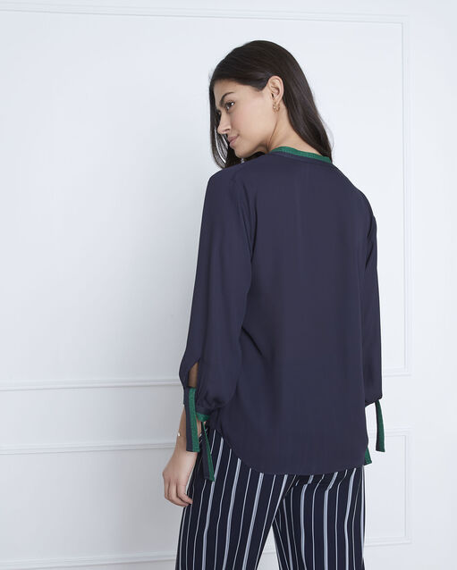 Vicky navy blouse with contrasting details navy.