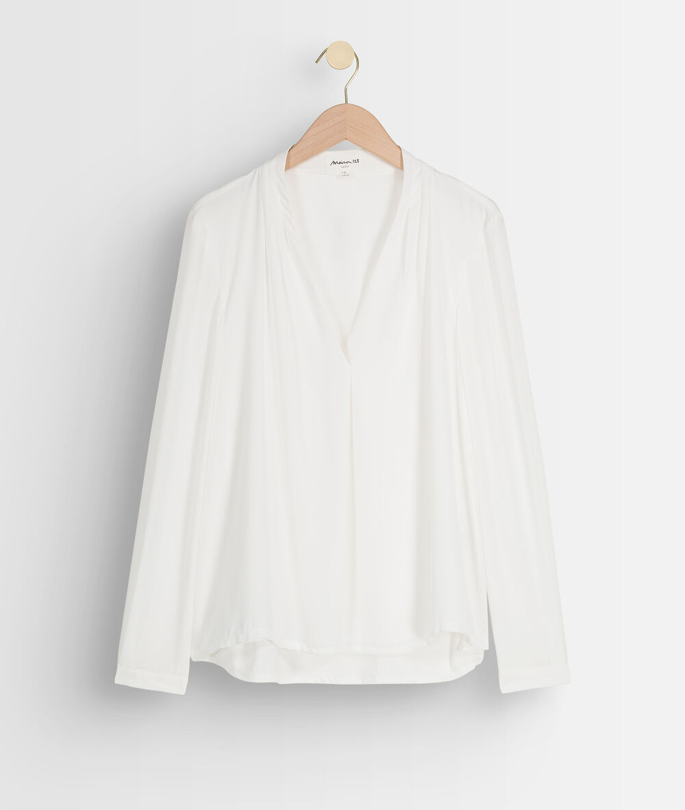 Davina ecru two-fabric blouse ecru.