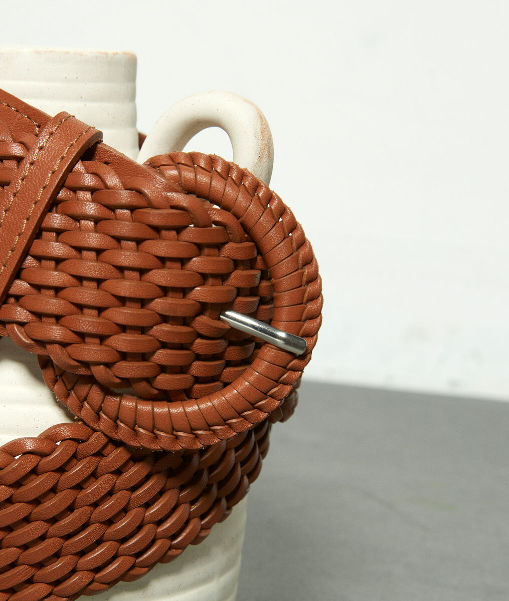 Sandie camel-coloured leather braid belt | 1-2-3 Sandie camel-coloured leather braid belt PhotoZ | 1-2-3
