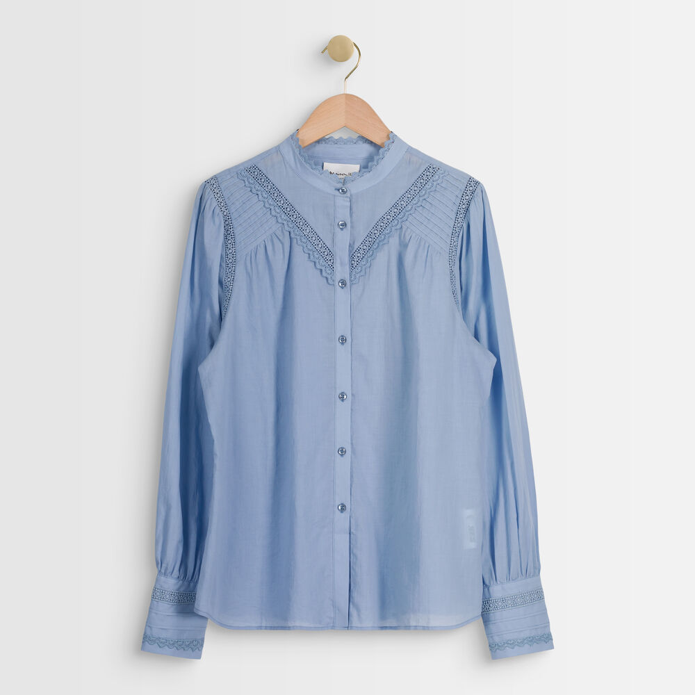 Johana lavender embroidered cotton blouse lavande.