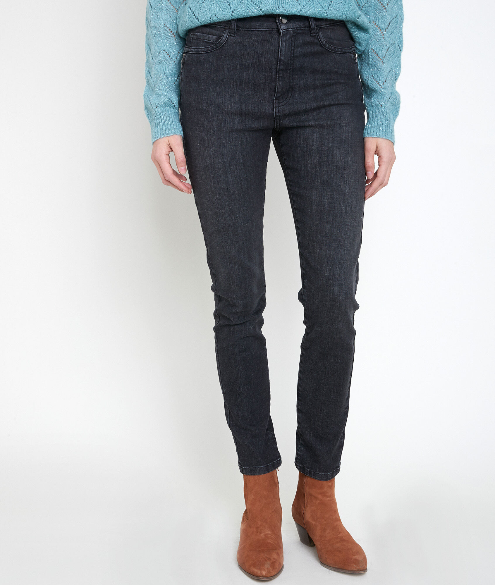 The iconic zipped César slim-fit jeans Women | Maison 123