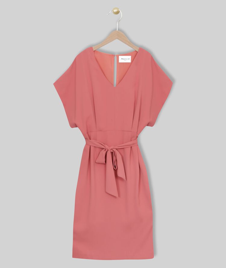 Of&eacute;lie crepe dress with belt pale pink.