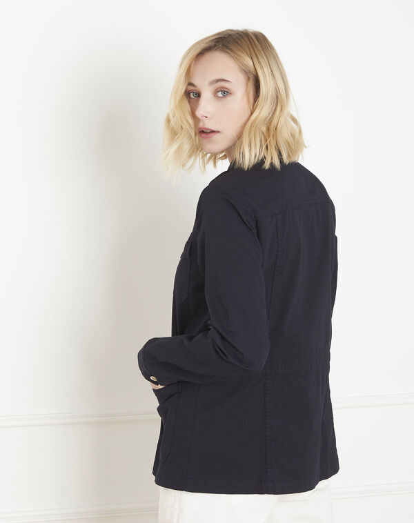 Folly navy cotton jacket with pockets navy.