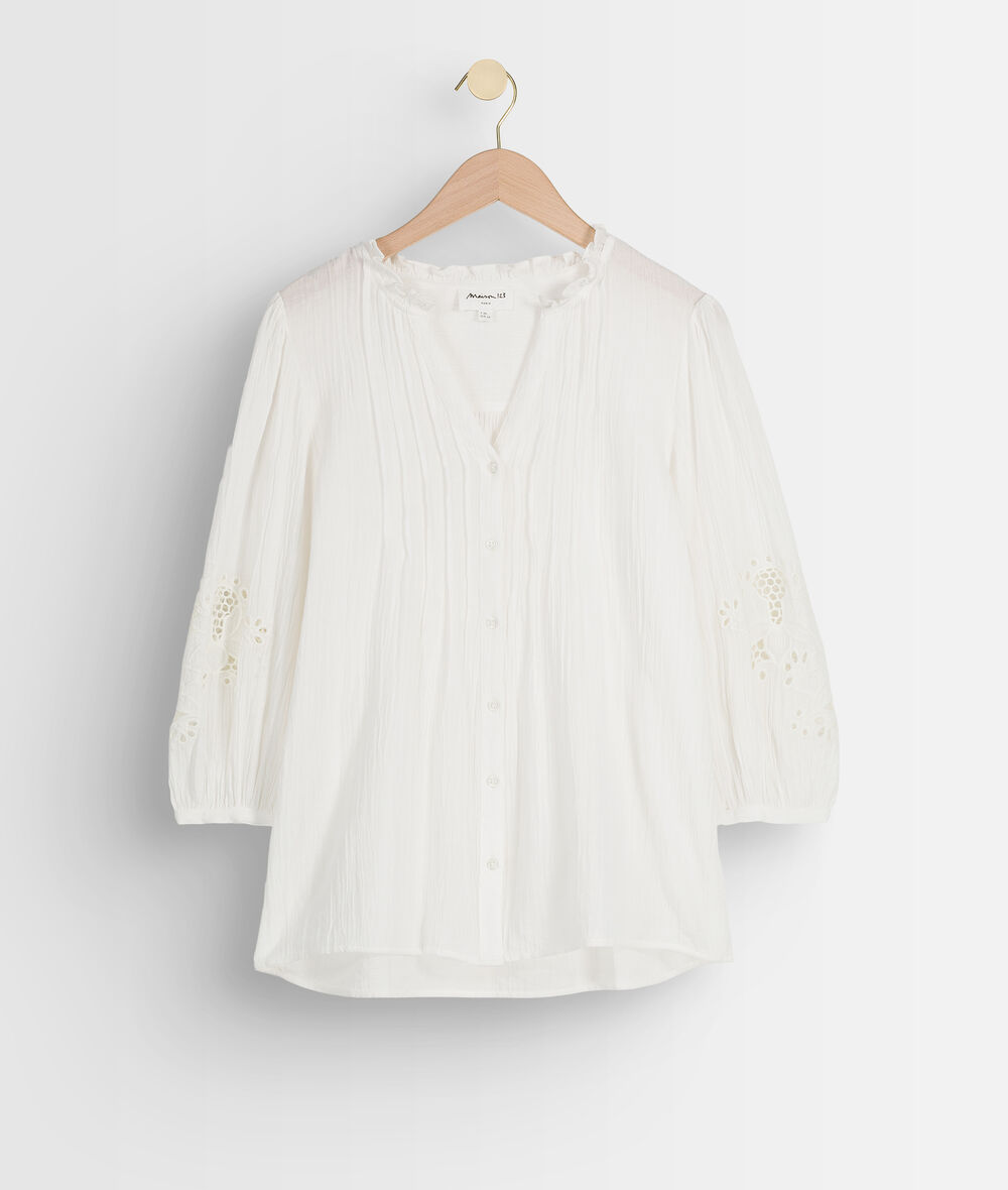 Lynne plain white cotton blouse  PhotoZ | 1-2-3