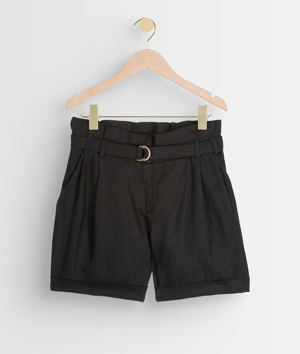 Siriel black certified linen shorts PhotoZ | 1-2-3