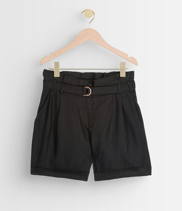 Siriel black certified linen shorts PhotoZ | 1-2-3