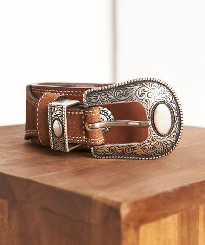 Eddy camel-coloured suede belt with cowboy-style details PhotoZ | 1-2-3