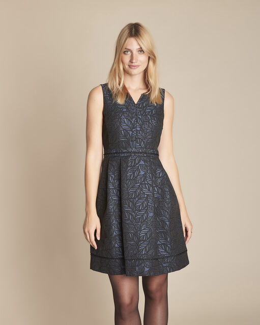 Romane navy jacquard corolla dress (1) - Maison 123