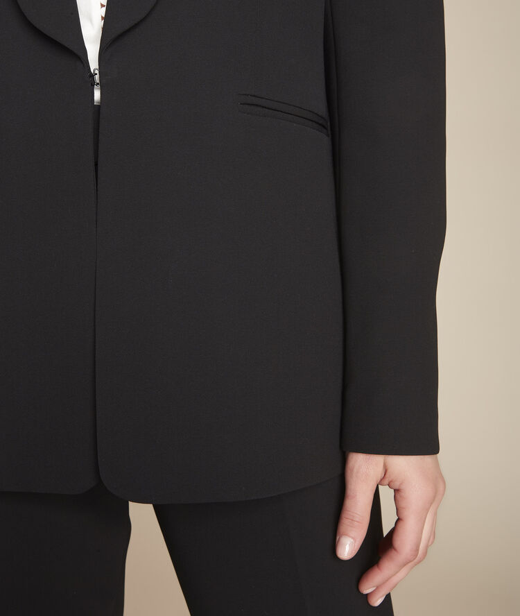 Stella black microfibre shawl collar jacket black.