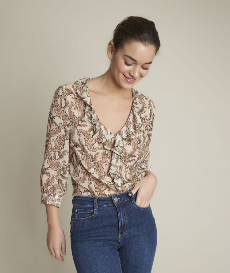 Ella printed blouse ecru.