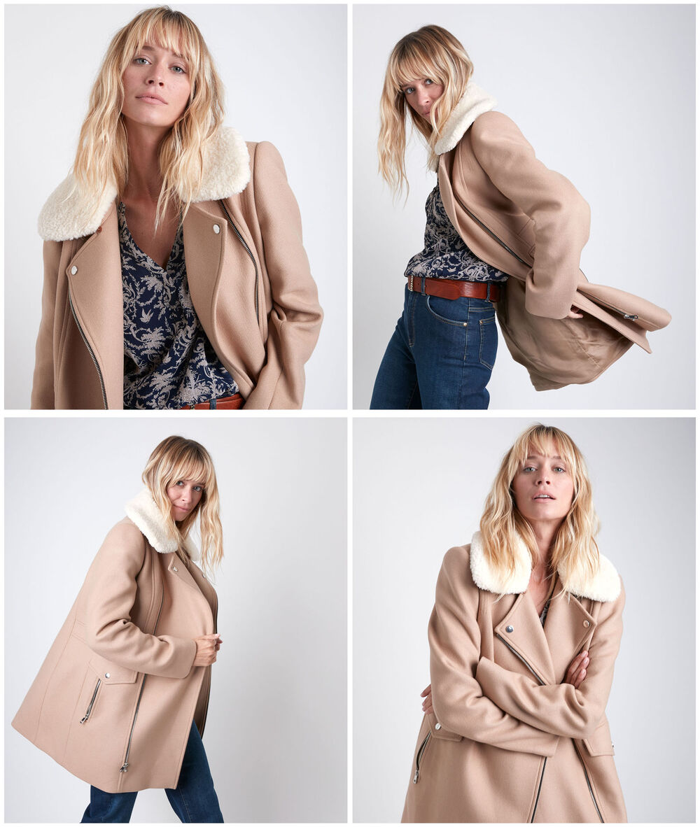 Oryane wool coat with hood camel clair.