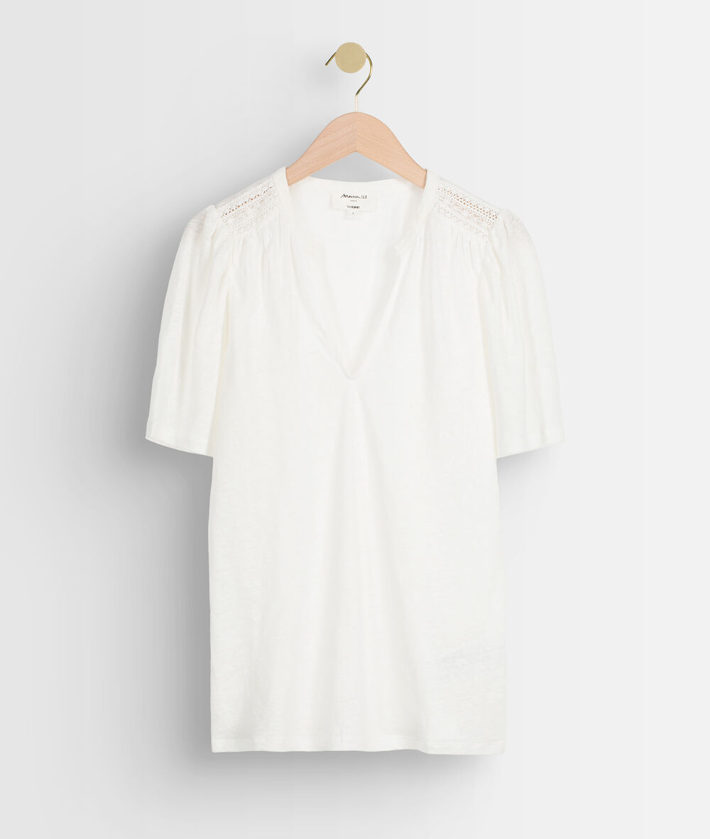 Ilouise ecru linen t-shirt ecru.