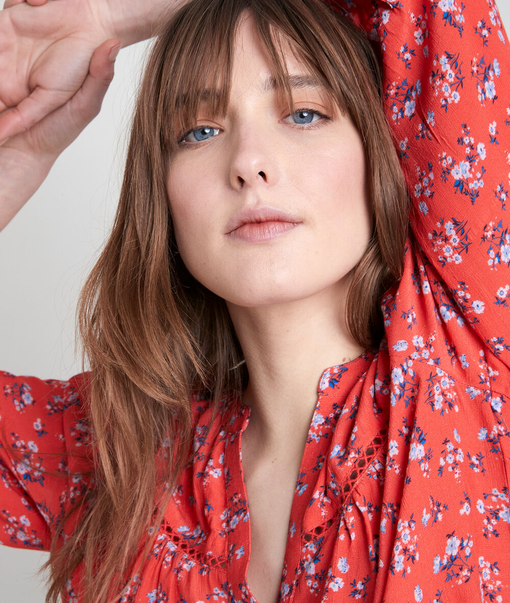Teresa pink printed blouse rose des sables.