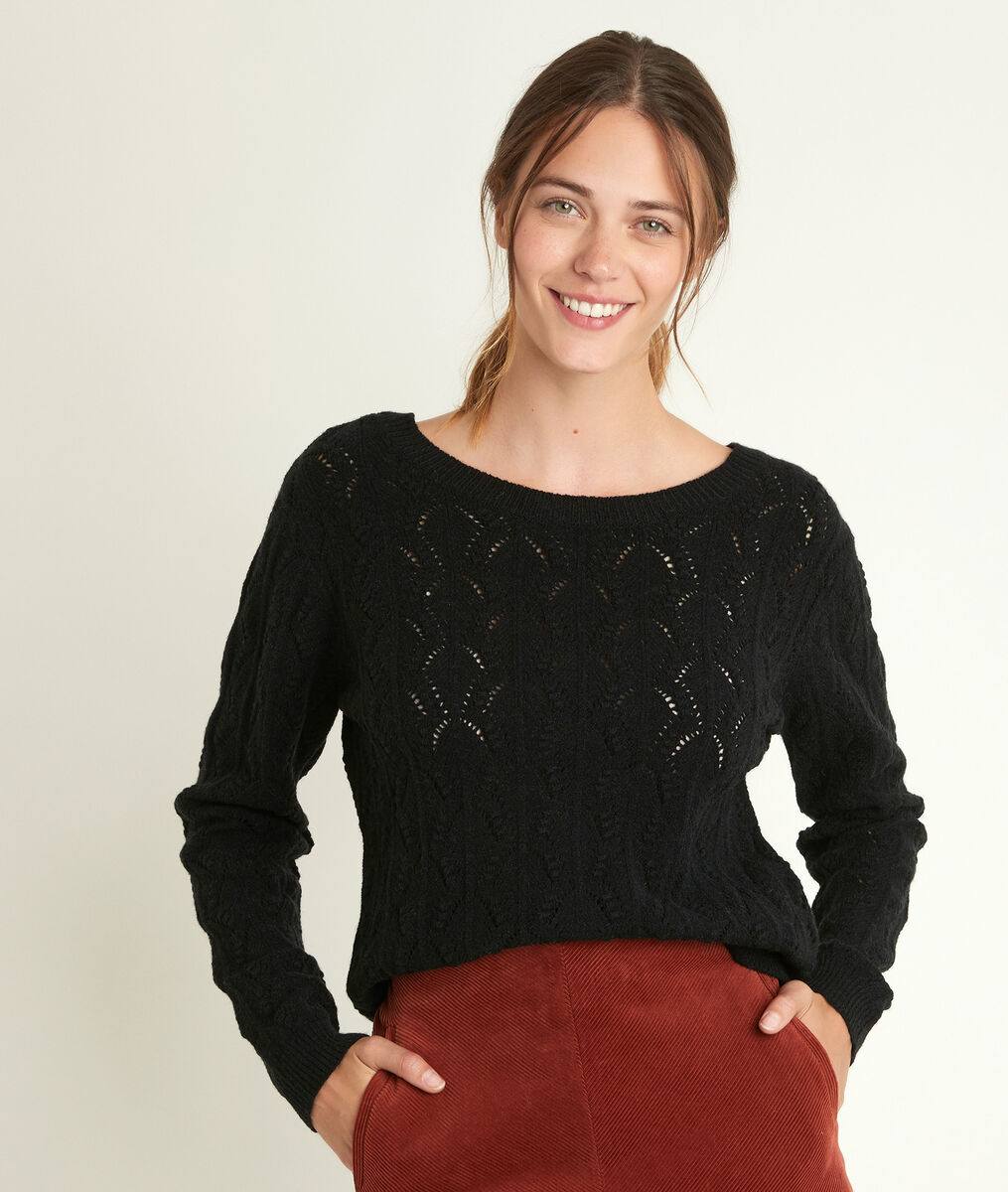 Russel openwork black pullover | 1-2-3 Russel openwork black pullover PhotoZ | 1-2-3