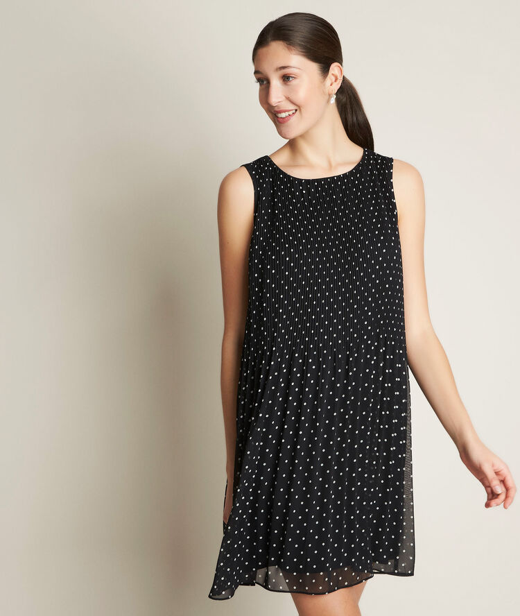 Carlota pleated polka dot dress noir.