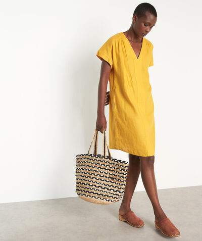 Nadine yellow short certified linen dress PhotoZ | 1-2-3