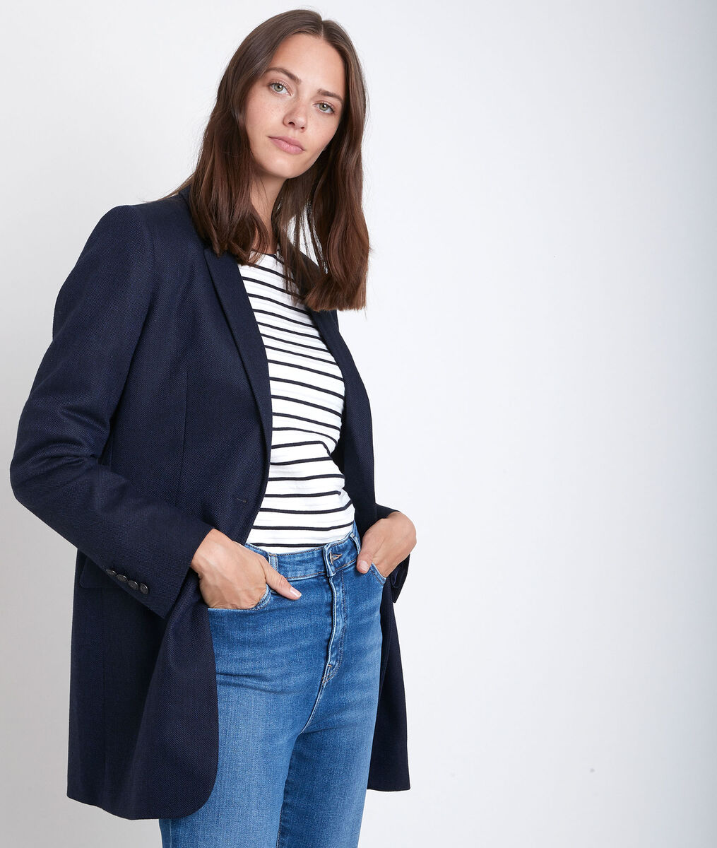 Tamara long herringbone jacket | 1-2-3 Tamara long herringbone jacket PhotoZ | 1-2-3