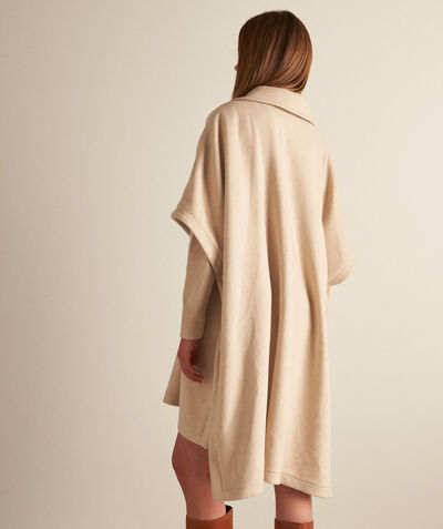 MARGAUX long beige responsible wool cape PhotoZ | 1-2-3