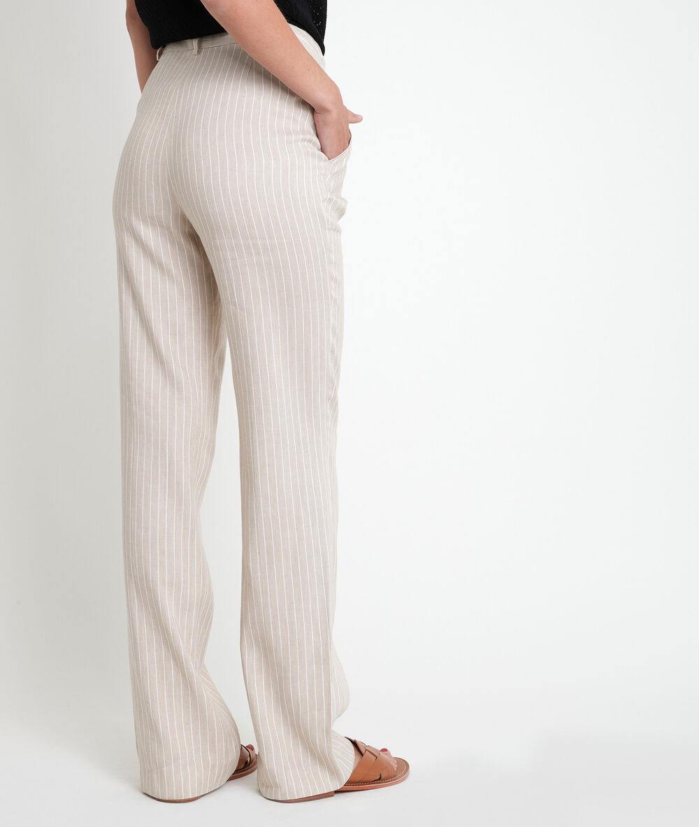 Milo wide beige striped trousers beige.