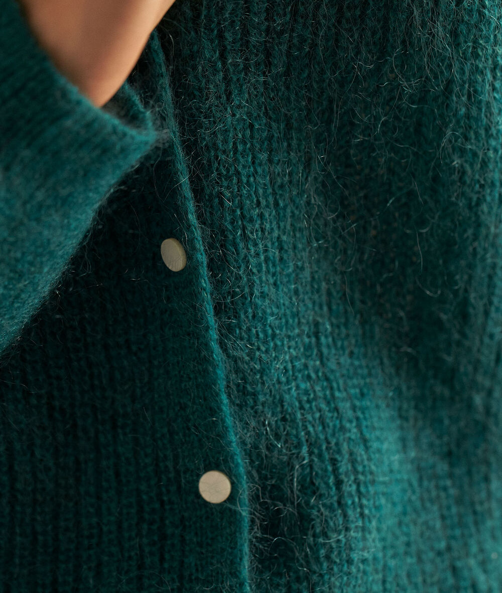 Paddy green polyamide, wool and mohair cardigan PhotoZ | 1-2-3