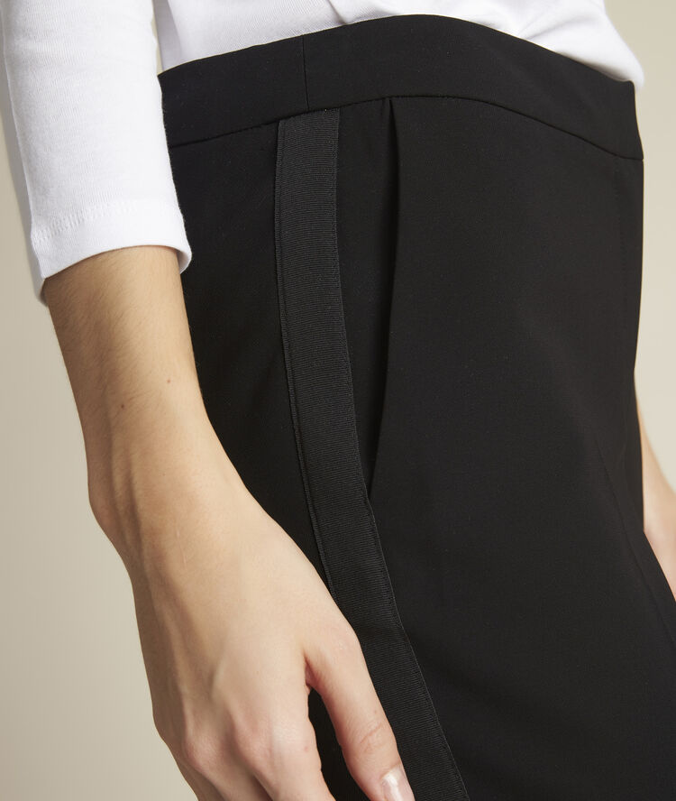 Suzanne sky-blue microfibre cigarette trousers black.