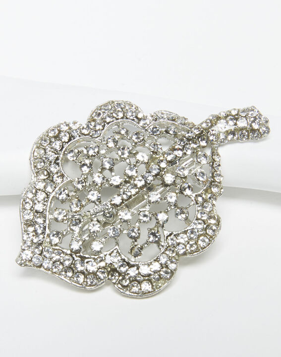 Xav silver leaf brooch with silver tone stones | 1-2-3 Xav silver leaf brooch with silver tone stones PhotoZ | 1-2-3