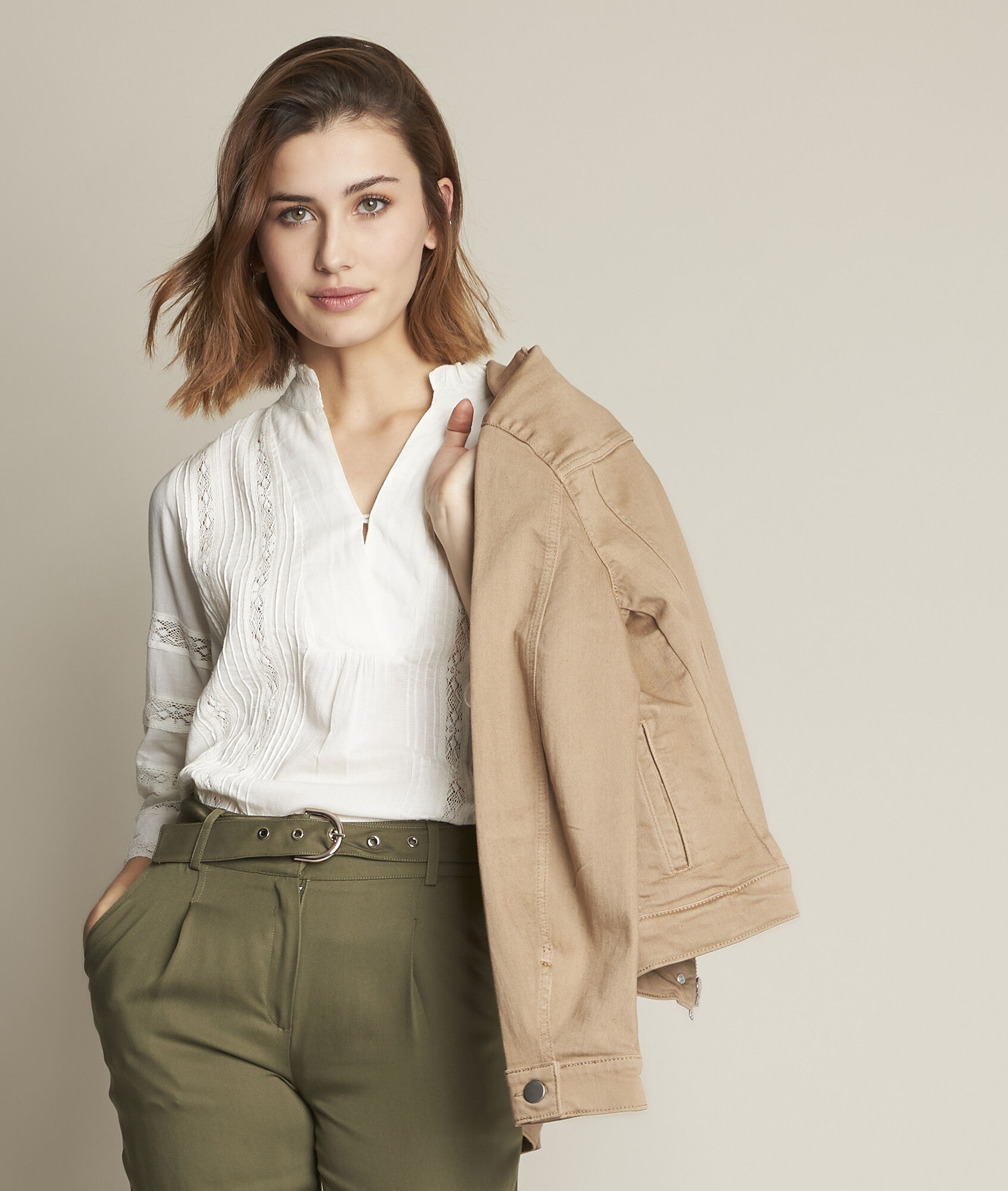 khaki jean jacket womens