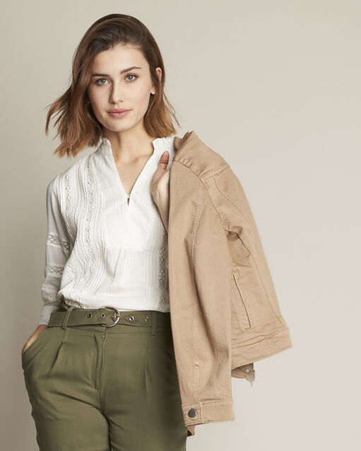 Clem havana brown denim jacket camel.