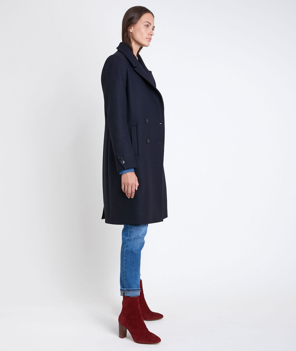 Jeff straight-cut navy coat marine.