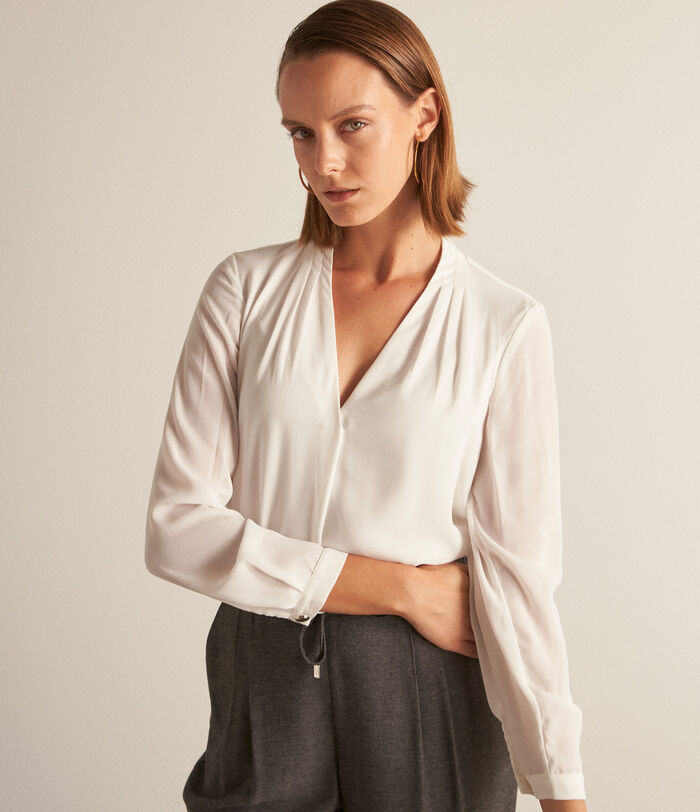 Davina ecru two-fabric blouse