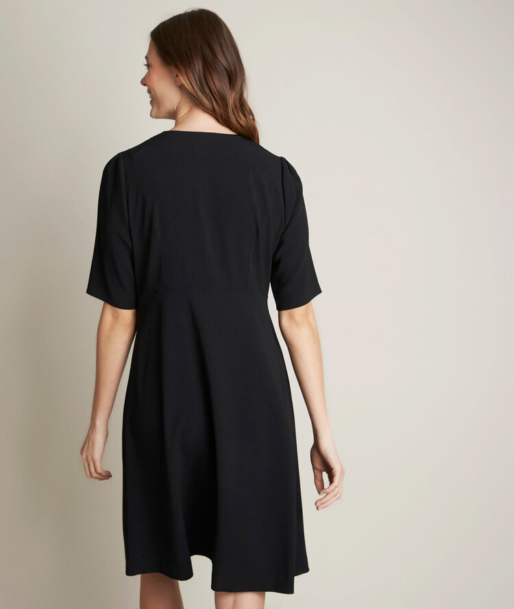 Fabe crepe dress with jewelled neck black.