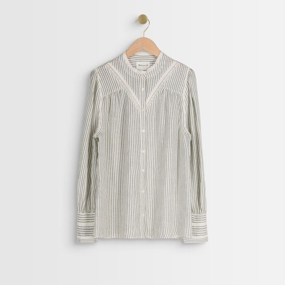 Johana striped embroidered blouse anthracite.