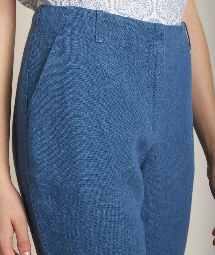 Ignacio indigo linen chinos light duck egg blue.