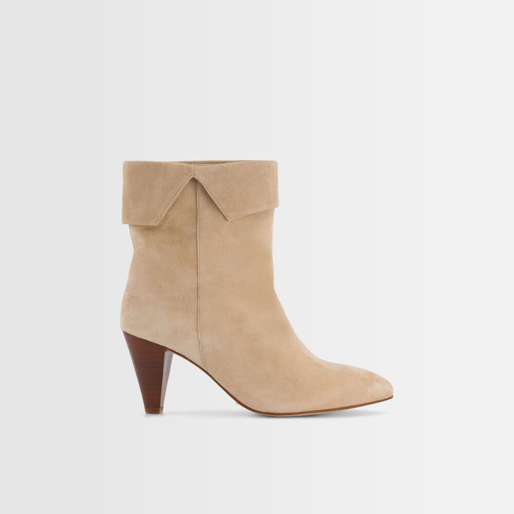 Valencia cream high-heeled ankle boots naturel.