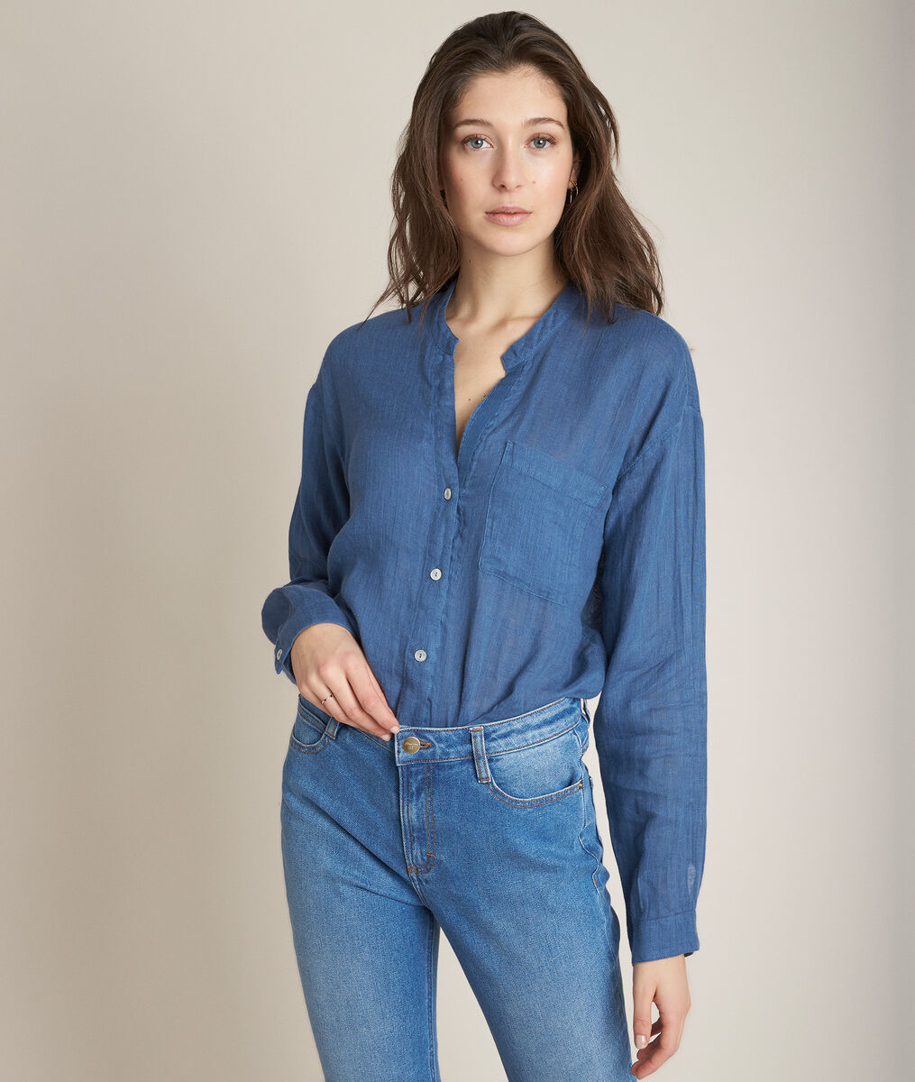 Emeline indigo linen shirt | 1-2-3 Emeline indigo linen shirt PhotoZ | 1-2-3
