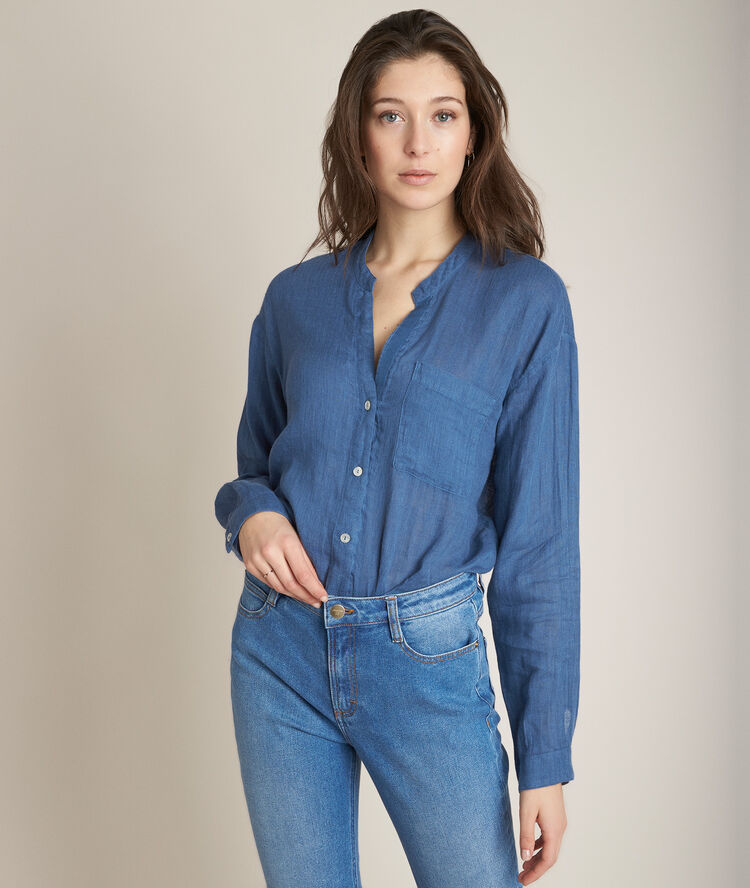 Emeline indigo linen shirt light duck egg blue.