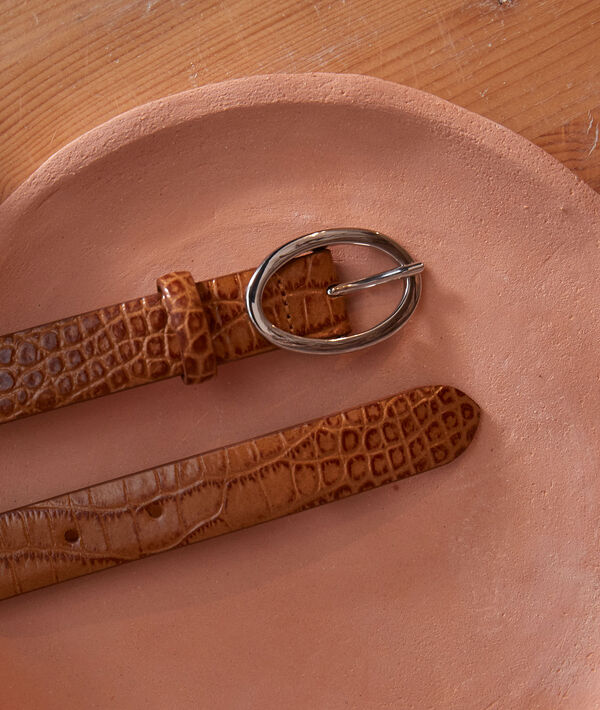 Erika tan croc-effect leather belt | 1-2-3 Erika tan croc-effect leather belt PhotoZ | 1-2-3