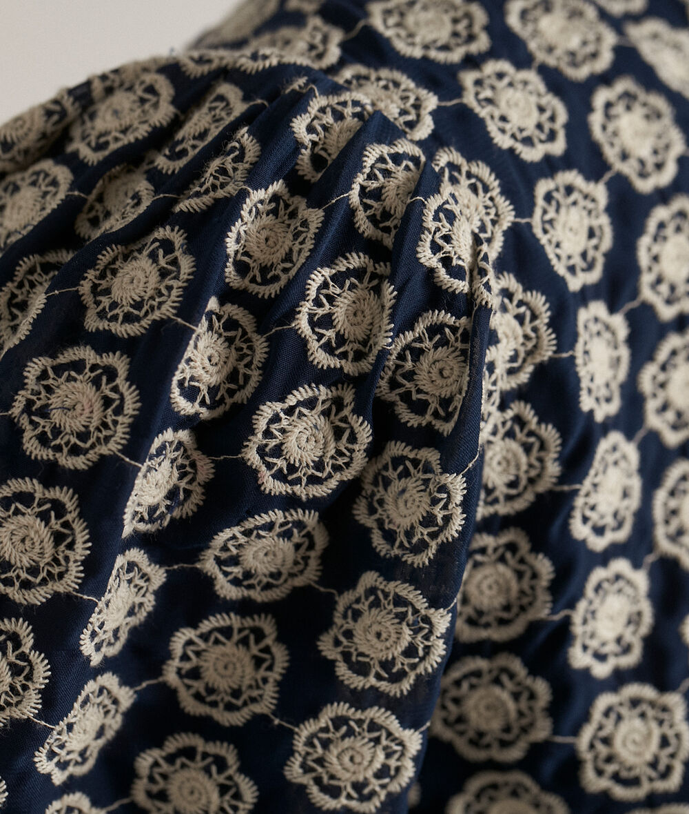 Trema navy embroidered cotton blouse PhotoZ | 1-2-3
