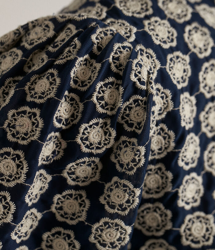 Trema navy embroidered cotton blouse PhotoZ | 1-2-3