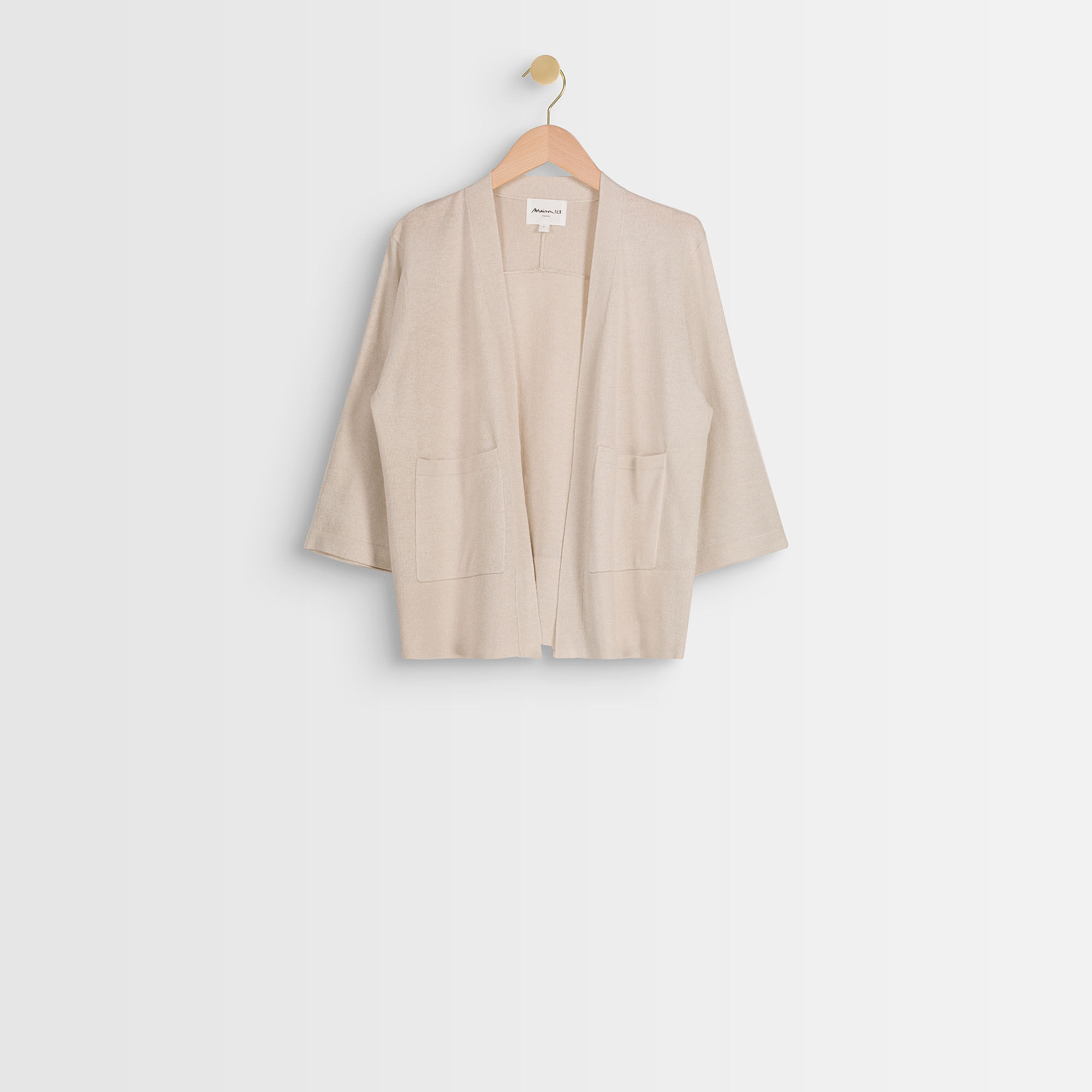 cropped tan cardigan