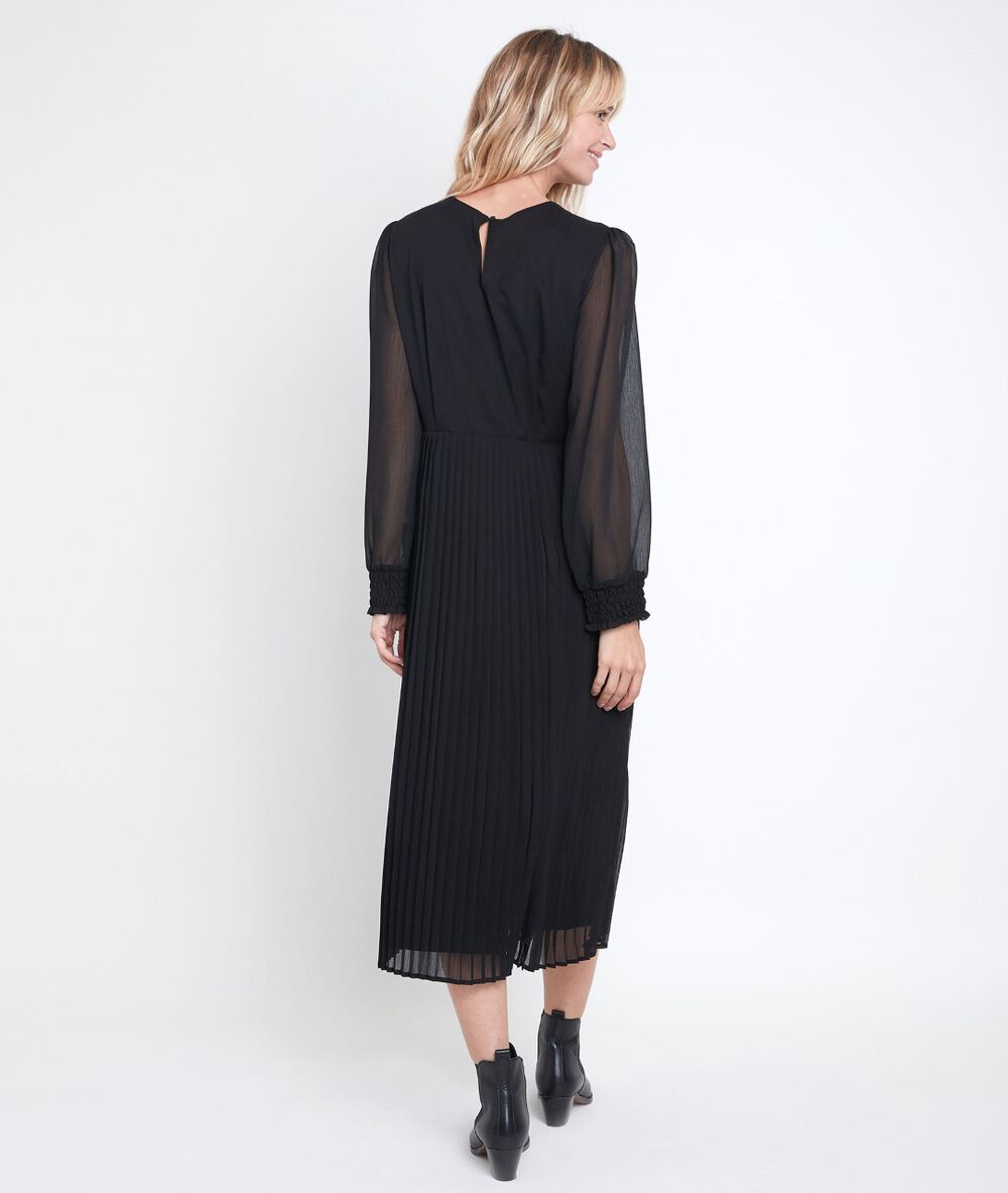 Caresse pleated wrap dress noir.