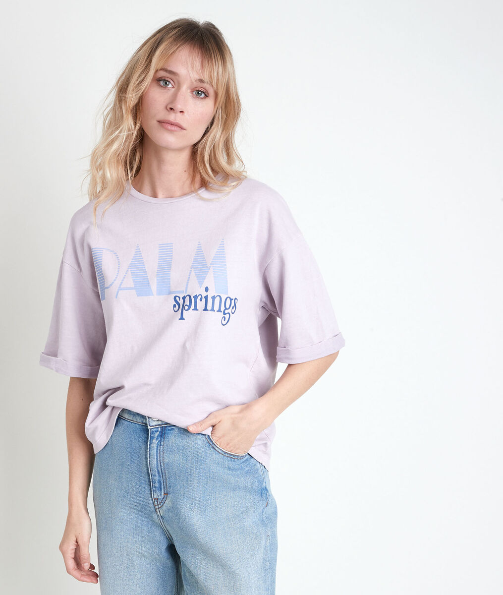 Itak mauve screen-print T-shirt | 1-2-3 Itak mauve screen-print T-shirt PhotoZ | 1-2-3